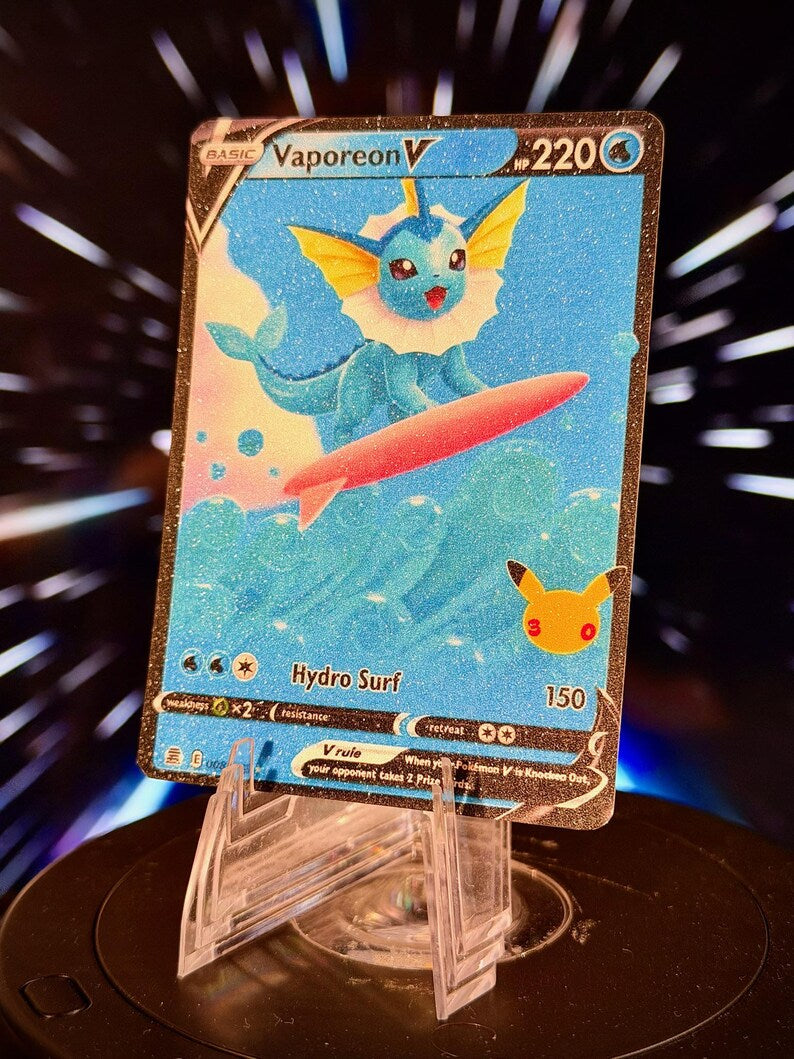 Surfing Eeveelution V Pokemon Fan Art Trading Card