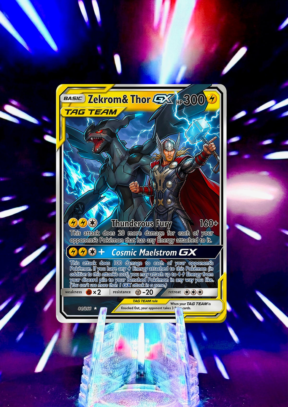 Marvel Universe & Pokemon Tag Team Custom Fan Art Card | Handmade Superhero Trading Card Gift