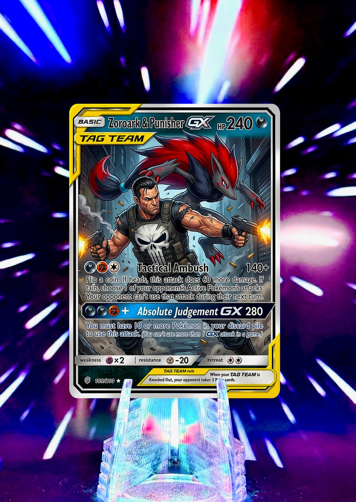 Marvel Universe & Pokemon Tag Team Custom Fan Art Card | Handmade Superhero Trading Card Gift
